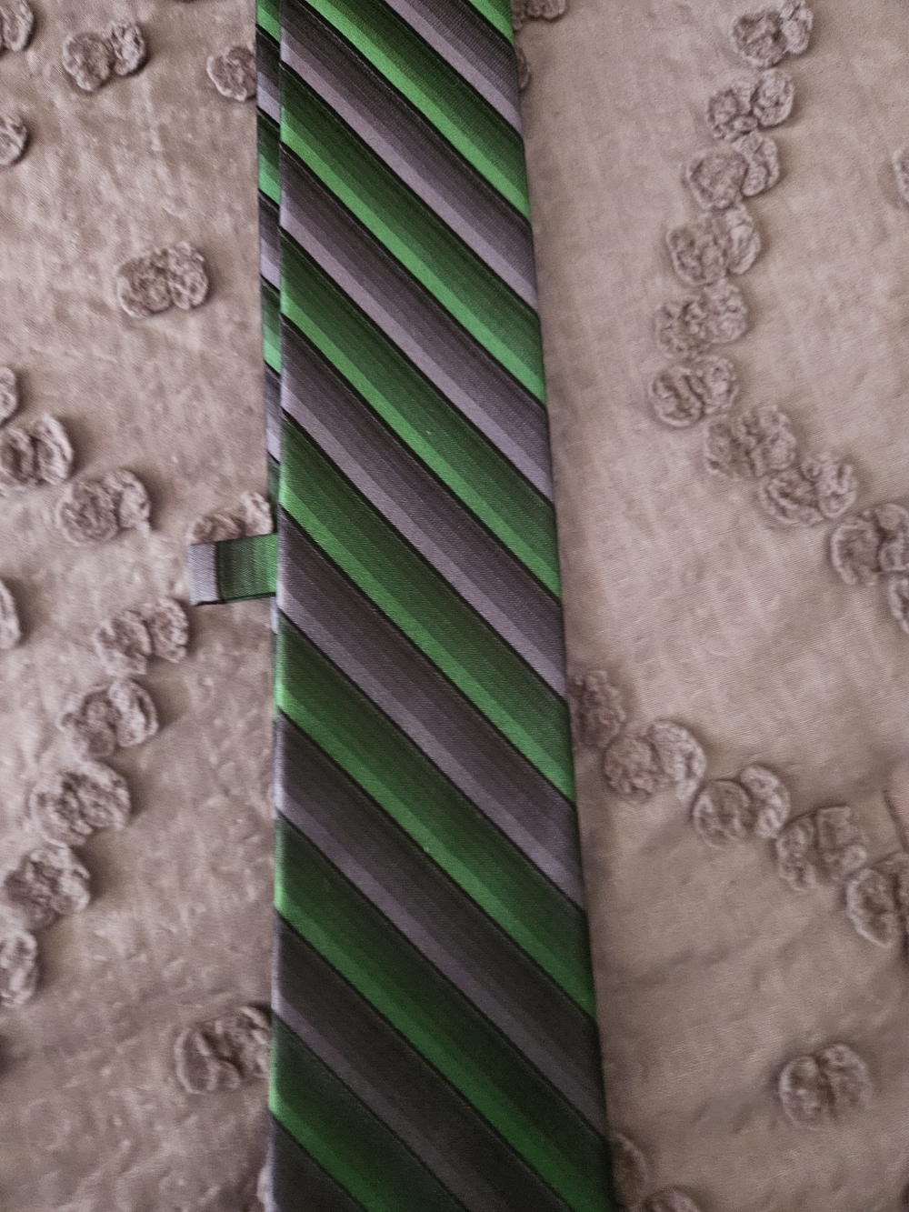 Classic Green and Gray Express Striped Men's Silk Tie
